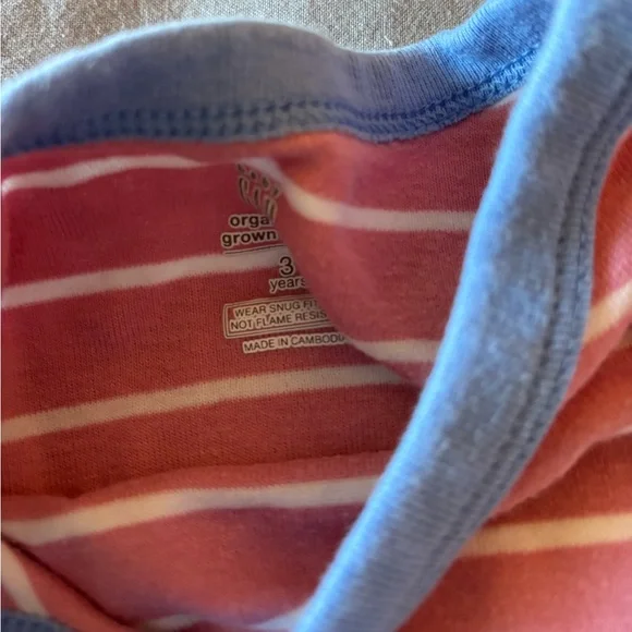 GAP Striped Pajama Set with Bear Logo Footless 3 years - Picture 2 of 3